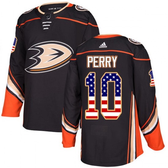 Anaheim Ducks Corey Perry 10 2017-18 Adidas Black USA Flag Fashion NHL Jersey Authentic