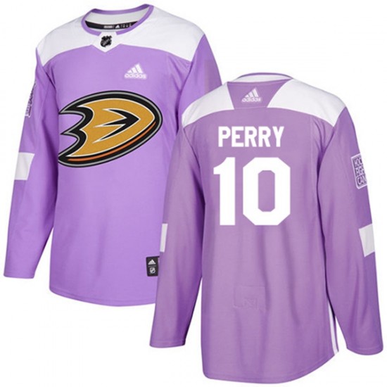 Anaheim Ducks Corey Perry 10 2017-18 Adidas Purple Fights Cancer Practice NHL Jersey Authentic