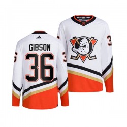 Anaheim Ducks JOHN GIBSON 36 Adidas 2022-2023 Reverse Retro White NHL Jersey Authentic
