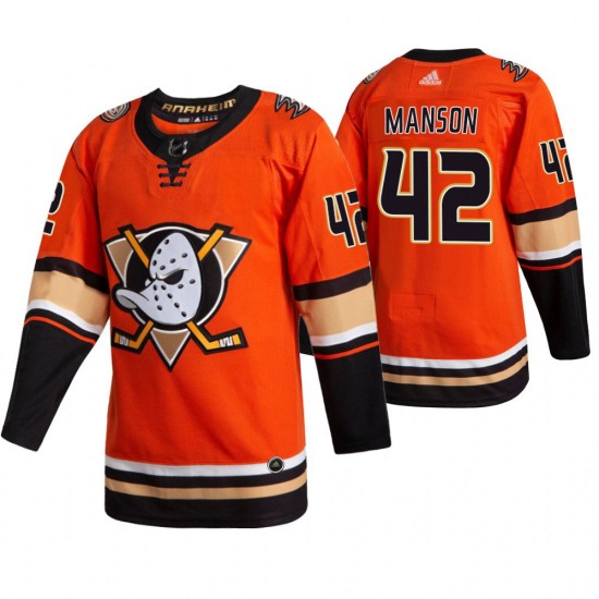 Anaheim Ducks Josh Manson 42 Adidas 2019-20 Authentic Orange NHL Jersey