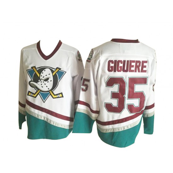 Anaheim Ducks Mighty Ducks Jean-Sebastien Giguere 35 CCM Throwback White NHL Jersey Authentic