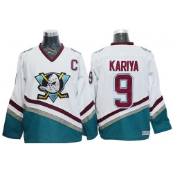 Anaheim Ducks Mighty Ducks Paul Kariya 9 CCM Throwback White NHL Jersey Authentic