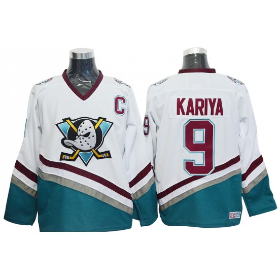 Anaheim Ducks Mighty Ducks Paul Kariya 9 CCM Throwback White NHL Jersey Authentic