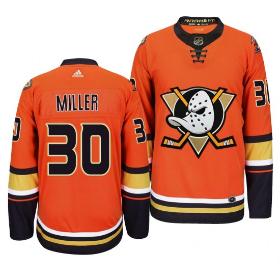 Anaheim Ducks Ryan Miller 30 Adidas 2019-20 Authentic Orange NHL Jersey