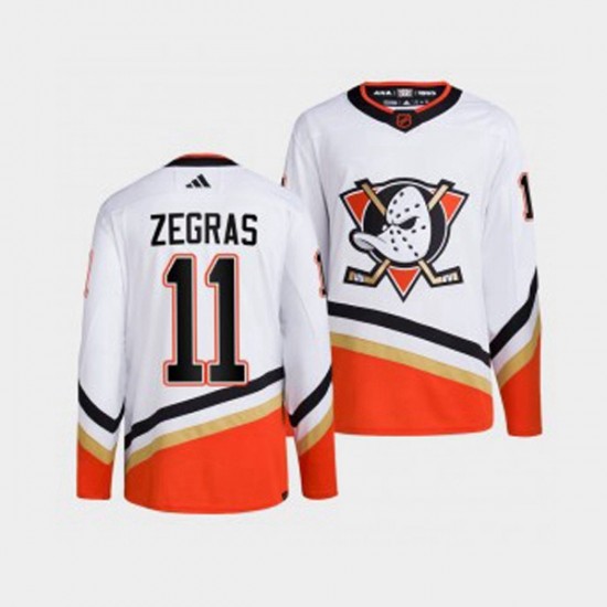 Anaheim Ducks Trevor Zegras 11 Adidas 2022-2023 Reverse Retro White NHL Jersey Authentic