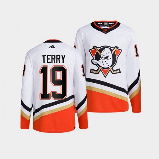 Anaheim Ducks Troy Terry 19 Adidas 2022-2023 Reverse Retro White NHL Jersey Authentic