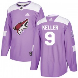 Arizona Coyotes Clayton Keller 9 2017-18 Adidas Purple Fights Cancer Practice NHL Jersey Authentic