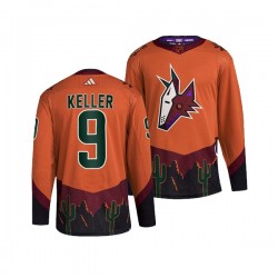 Arizona Coyotes Clayton Keller 9 Adidas 2022-2023 Reverse Retro Orange NHL Jersey Authentic