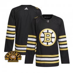Boston Bruins Adidas 100th Anniversary Home Black NHL Jersey Authentic