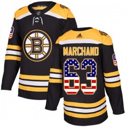 Boston Bruins Brad Marchand 63 2017-18 Adidas Black USA Flag Fashion NHL Jersey Authentic