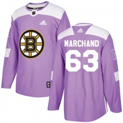 Boston Bruins Brad Marchand 63 2017-18 Adidas Purple Fights Cancer Practice NHL Jersey Authentic