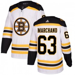 Boston Bruins Brad Marchand 63 2017-18 Adidas White NHL Jersey Authentic