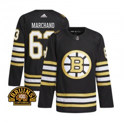 Boston Bruins Brad Marchand 63 Adidas 100th Anniversary Home Black NHL Jersey Authentic