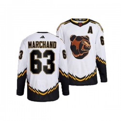 Boston Bruins Brad Marchand 63 Adidas 2022 Reverse Retro White NHL Jersey Authentic
