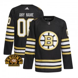 Boston Bruins Custom Adidas 100th Anniversary Home Black NHL Jersey Authentic