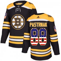 Boston Bruins David Pastrnak 88 2017-18 Adidas Black USA Flag Fashion NHL Jersey Authentic