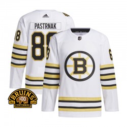Boston Bruins David Pastrnak 88 Adidas 100th Anniversary Away White NHL Jersey Authentic