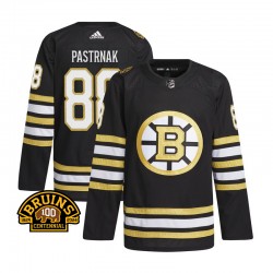 Boston Bruins David Pastrnak 88 Adidas 100th Anniversary Home Black NHL Jersey Authentic