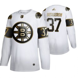 Boston Bruins Patrice Bergeron 37 Adidas 2019-20 Authentic Golden Edition White NHL Jersey