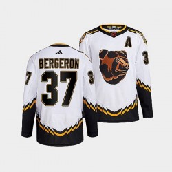 Boston Bruins Patrice Bergeron 37 Adidas 2022 Reverse Retro White NHL Jersey Authentic