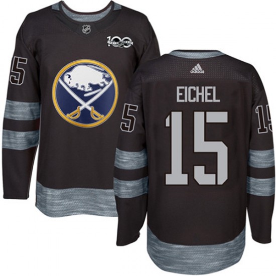 Buffalo Sabres Jack Eichel 15 1917-2017 100th Anniversary Adidas Black NHL Jersey Authentic