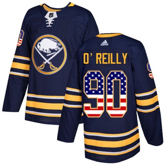 Buffalo Sabres Ryan OReilly 90 2017-18 Adidas Navy USA Flag Fashion NHL Jersey Authentic