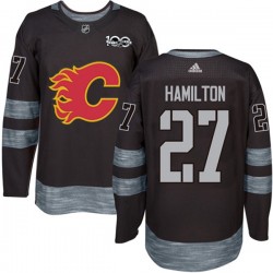 Calgary Flames Dougie Hamilton 27 1917-2017 100th Anniversary Adidas Black NHL Jersey Authentic