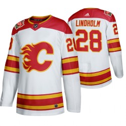 Calgary Flames Elias Lindholm 28 Adidas 2019 Heritage Classic Authentic White NHL Jersey