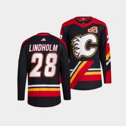 Calgary Flames Elias Lindholm 28 Adidas 2022-2023 Reverse Retro Black NHL Jersey Authentic