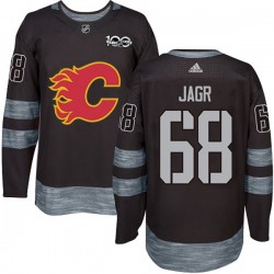 Calgary Flames Jaromir Jagr 68 1917-2017 100th Anniversary Adidas Black NHL Jersey Authentic