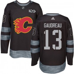Calgary Flames Johnny Gaudreau 13 1917-2017 100th Anniversary Adidas Black NHL Jersey Authentic