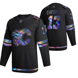 Calgary Flames Johnny Gaudreau 13 2021-22 Iridescent Holographic Black NHL Jersey Authentic