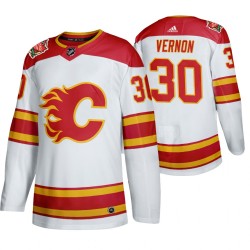 Calgary Flames Mike Vernon 30 Adidas 2019 Heritage Classic Authentic White NHL Jersey