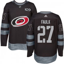 Carolina Hurricanes Justin Faulk 27 1917-2017 100th Anniversary Adidas Black NHL Jersey Authentic