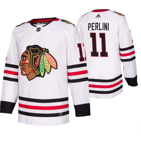 Chicago Blackhawks Brendan Perlini 11 Adidas 2019-20 Authentic White NHL Jersey