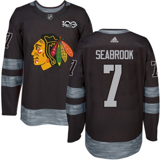 Chicago Blackhawks Brent Seabrook 7 1917-2017 100th Anniversary Adidas Black NHL Jersey Authentic