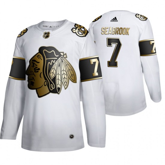 Chicago Blackhawks Brent Seabrook 7 Adidas 2019-20 Authentic Golden Edition White NHL Jersey