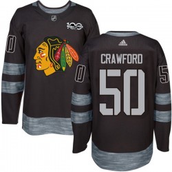 Chicago Blackhawks Corey Crawford 50 1917-2017 100th Anniversary Adidas Black NHL Jersey Authentic