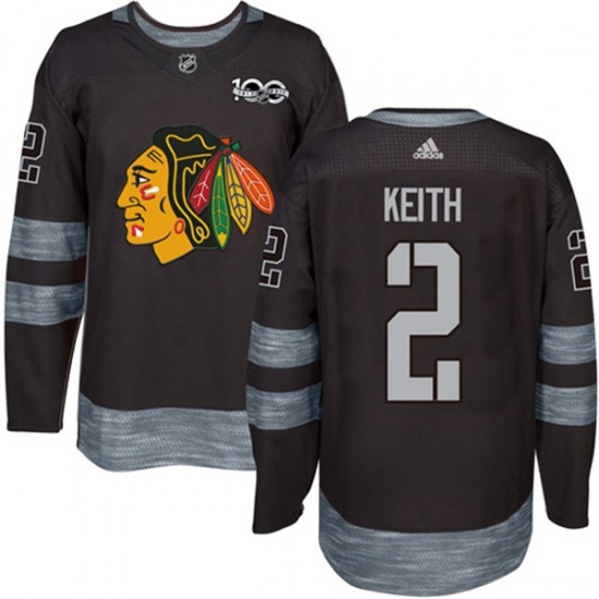 Chicago Blackhawks Duncan Keith 2 1917-2017 100th Anniversary Adidas Black NHL Jersey Authentic