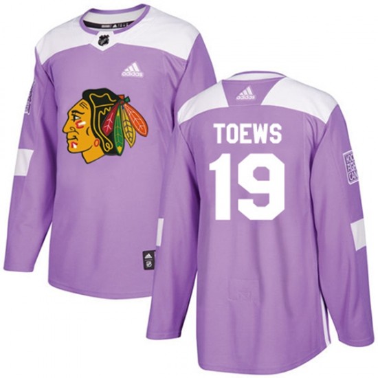 Chicago Blackhawks Jonathan Toews 19 2017-18 Adidas Purple Fights Cancer Practice NHL Jersey Authentic