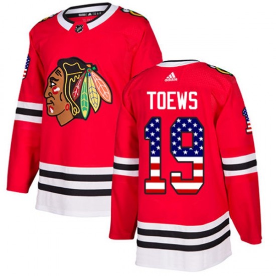 Chicago Blackhawks Jonathan Toews 19 2017-18 Adidas Red USA Flag Fashion NHL Jersey Authentic