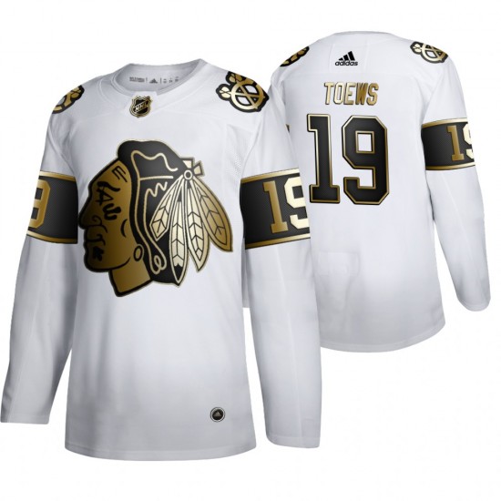 Chicago Blackhawks Jonathan Toews 19 Adidas 2019-20 Authentic Golden Edition White NHL Jersey