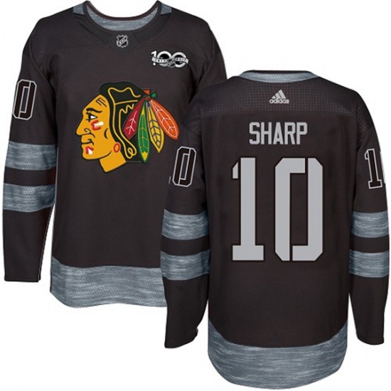 Chicago Blackhawks Patrick Sharp 10 1917-2017 100th Anniversary Adidas Black NHL Jersey Authentic