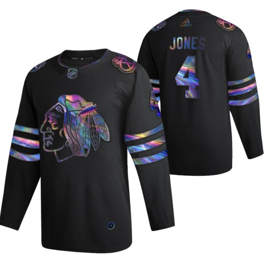 Chicago Blackhawks Seth Jones 4 2021-22 Iridescent Holographic Black NHL Jersey Authentic