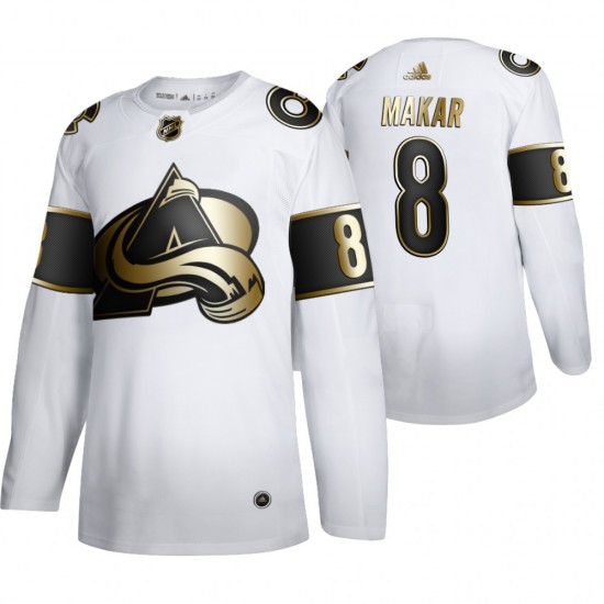 Colorado Avalanche Cale Makar 8 Adidas 2019-20 Authentic Golden Edition White NHL Jersey