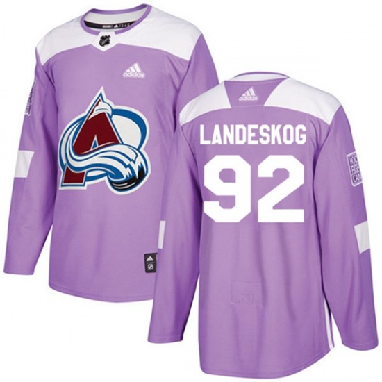 Colorado Avalanche Gabriel Landeskog 92 2017-18 Adidas Purple Fights Cancer Practice NHL Jersey Authentic