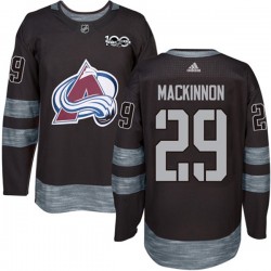 Colorado Avalanche Nathan MacKinnon 29 1917-2017 100th Anniversary Adidas Black NHL Jersey Authentic