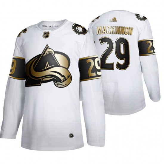 Colorado Avalanche Nathan MacKinnon 29 Adidas 2019-20 Authentic Golden Edition White NHL Jersey