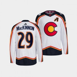 Colorado Avalanche Nathan MacKinnon 29 Adidas 2022-2023 Reverse Retro White NHL Jersey Authentic