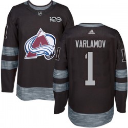 Colorado Avalanche Semyon Varlamov 1 1917-2017 100th Anniversary Adidas Black NHL Jersey Authentic